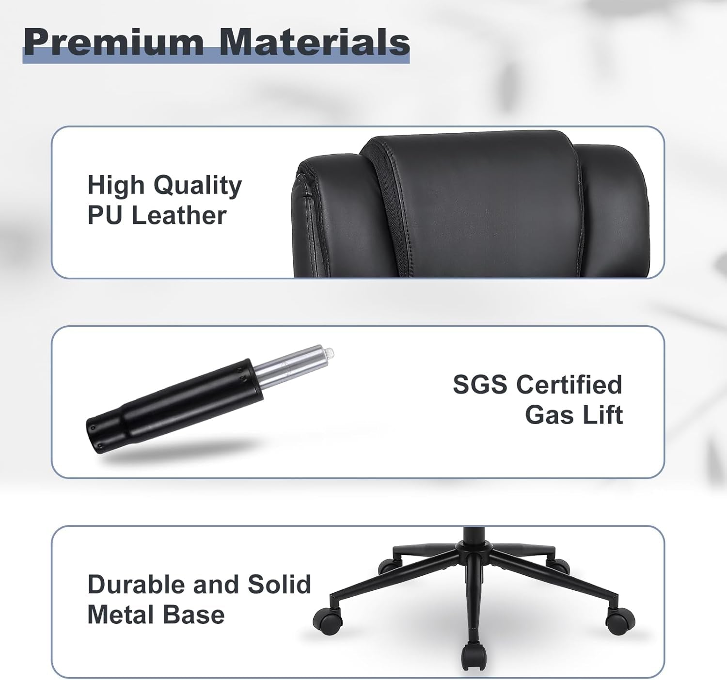 Black Leather Office Chair, Flip-Up Arms, Lumbar, Wheels-4