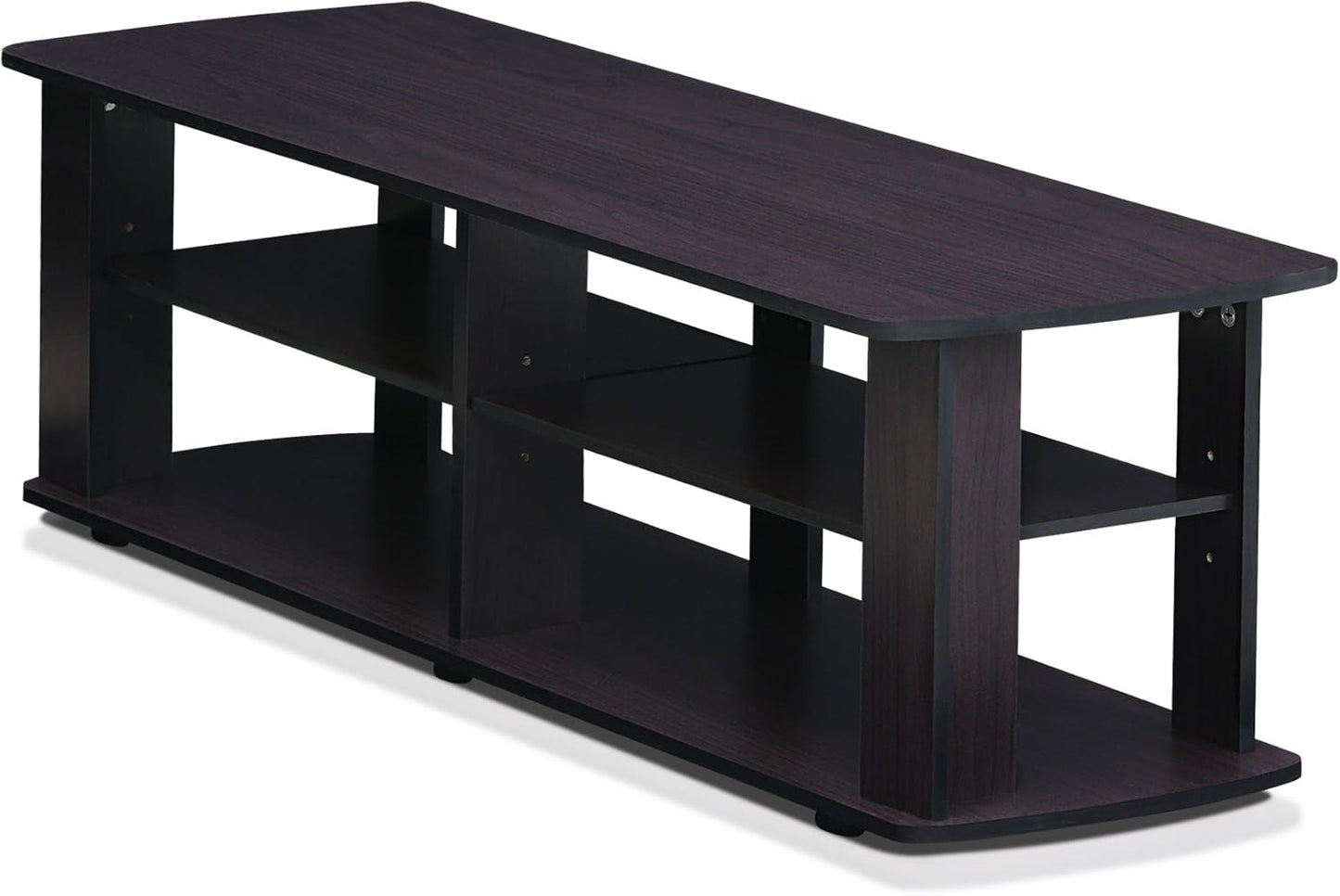 Nelly Entertainment Center TV Stand, Short 43.3"(W) X13.4(H) X13.1(D), Dark Walnut-2