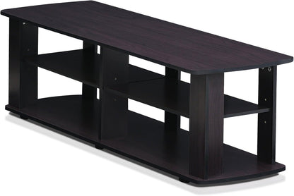 Nelly Entertainment Center TV Stand, Short 43.3"(W) X13.4(H) X13.1(D), Dark Walnut-2