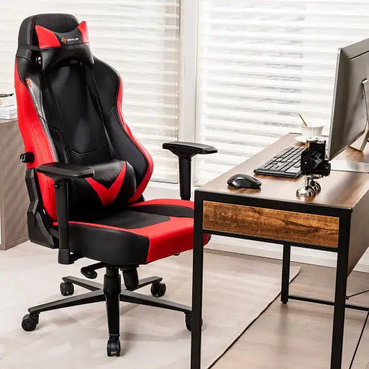 360 Swivel Computer Chair with Casters for Office Bedroom-Red - Color:Red - Gaming Chair