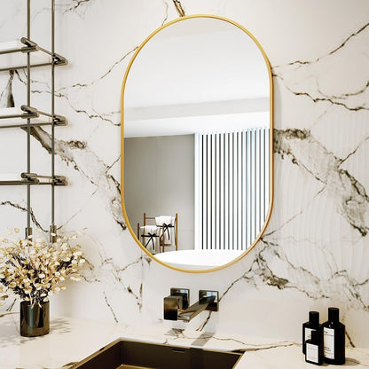 Oval Mirrors,Oval Bathroom Mirrors,20X28 Gold Mirror for Wall,Wall Mirror,Bathroom Mirrors for over Sink(Gold)-0