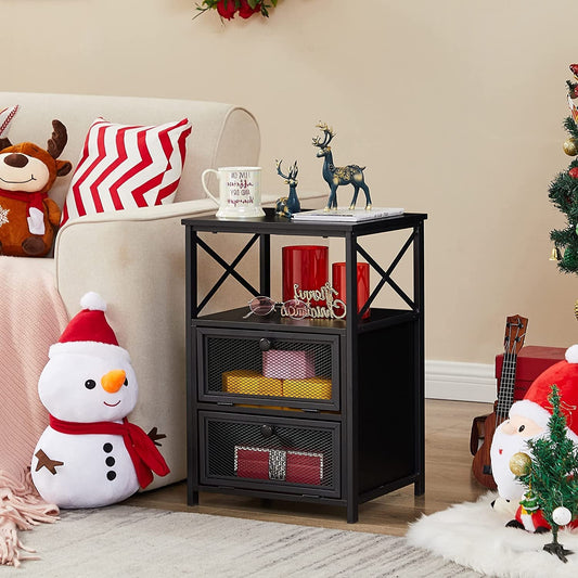 X-Design Retro Black Nightstand-0