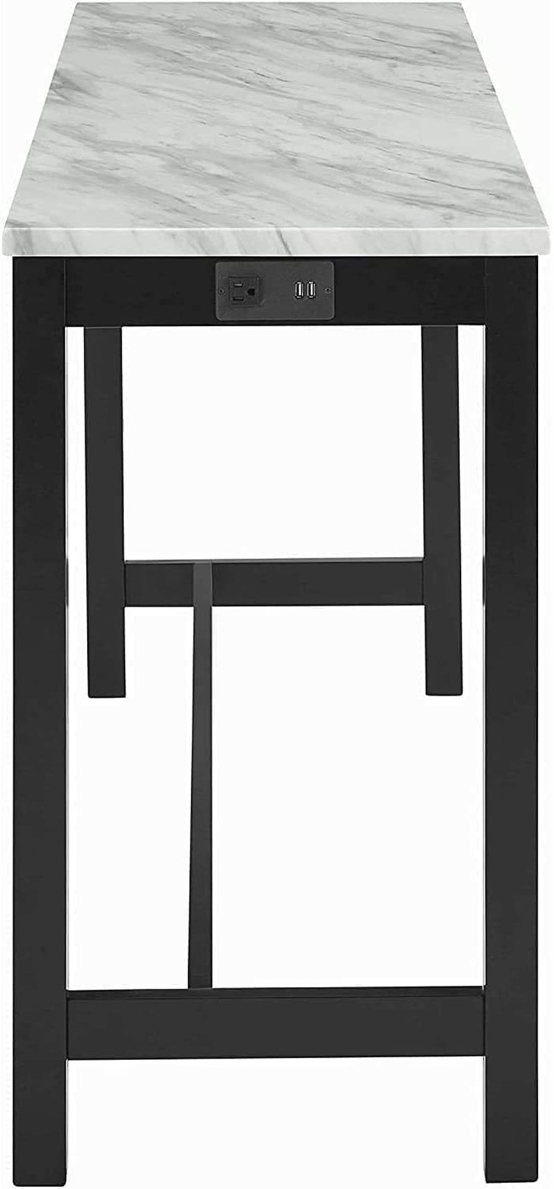 Blue Velvet Bar Table with 3 Stools, Faux Marble-4