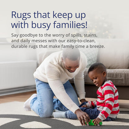 Abstract Beige/Black Area Rug - 8'X10' - Modern Curved Line Design - Deco Collection - Easy to Clean - Durable for High Traffic Areas - Living Room, Dining Room - Medium Pile-3