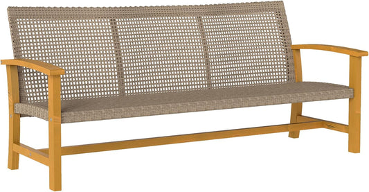 Spacious Wicker Outdoor Couch for Three Comfortable Seats-0