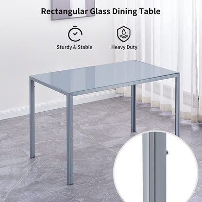 Gray Rectangular Glass Dining Table, 6-Person-2