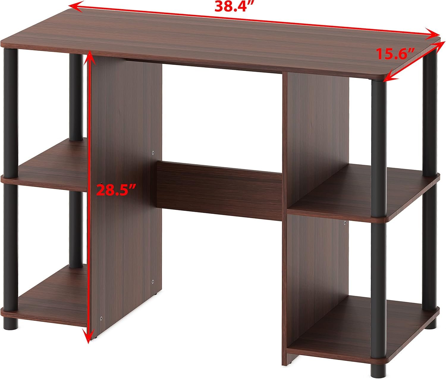 38-Inch Home Office Wood Desk with Double Sided Shelves, Cherry-2