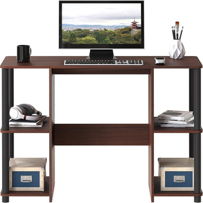 38-Inch Home Office Wood Desk with Double Sided Shelves, Cherry-3