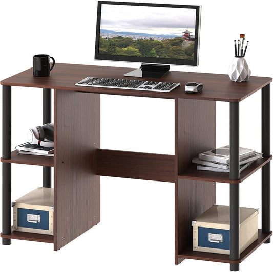 38-Inch Home Office Wood Desk with Double Sided Shelves, Cherry-0