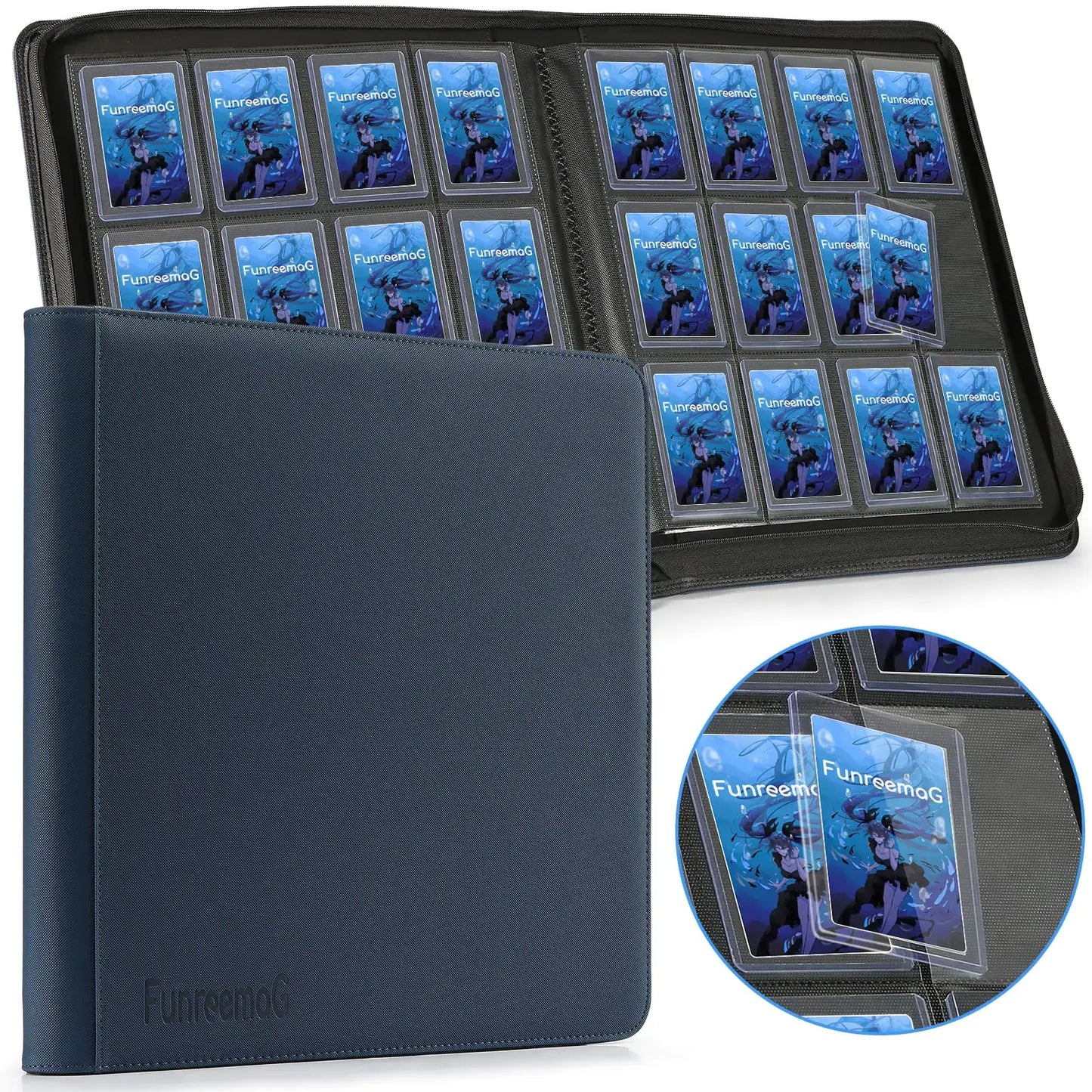 Trading card binder for TCG cards with 12 pockets, perfect for collector storage