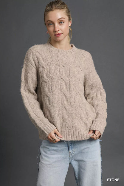 Umgee Cable Knit Cozy Sweater