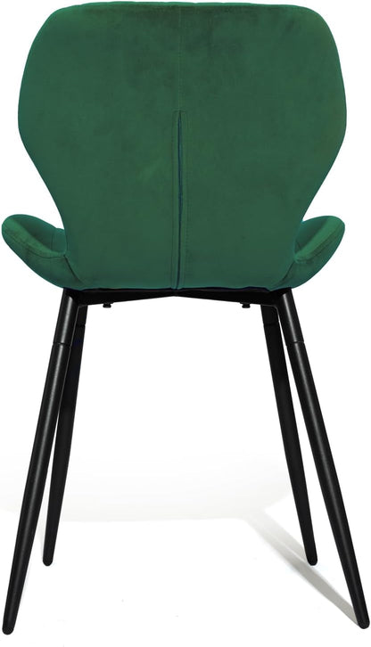 Dining Chairs Mid Century Modern Leisure Upholstered Metal Legs for Kitchen Living Room, Set of 2, Green-3