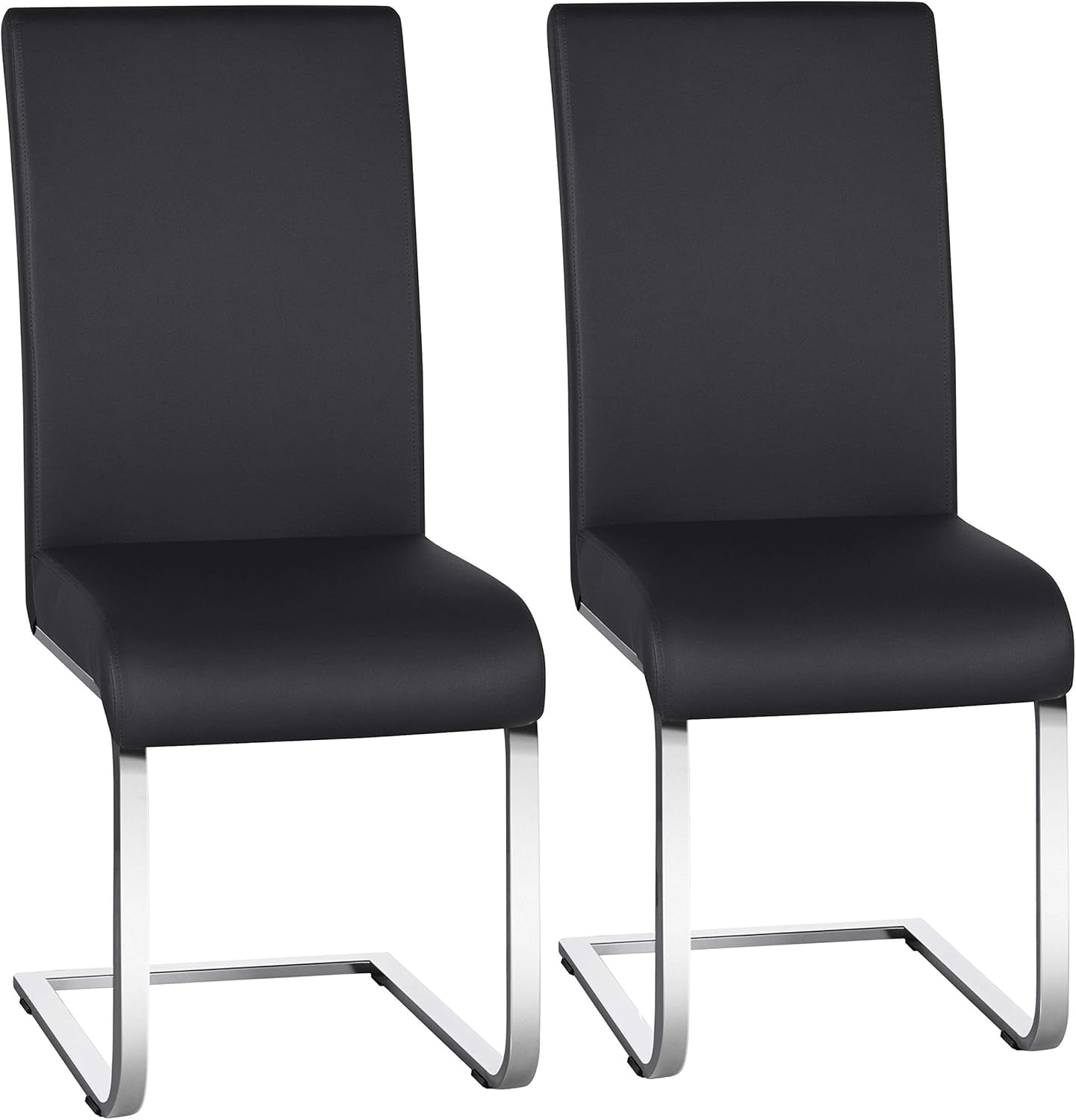 Dining Chairs Modern Living Room Chairs Leather Upholstered Side Chairs with Metal Legs for Kitchen Wedding, Set of 2, Black-0