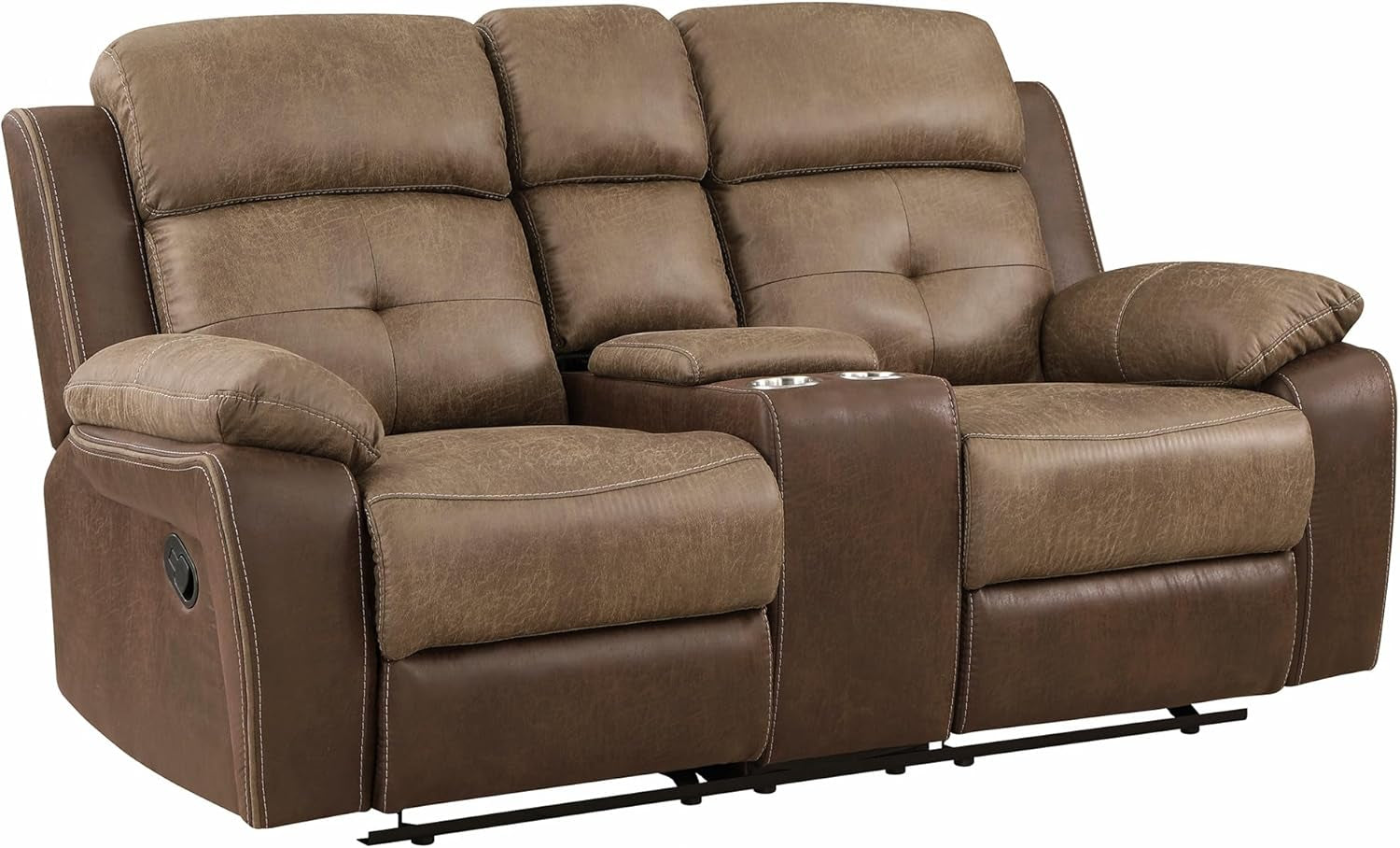 Marianna 3-Piece Reclining Living Room Sofa Set, Brown-4