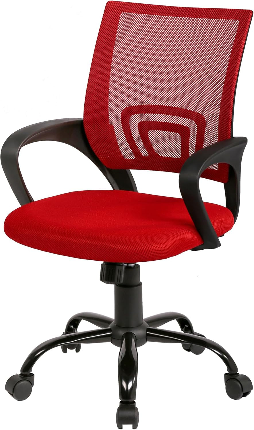 Office Chair Computer Chair Ergonomic Cheap Desk Chair Adjustable Comfortable Mid Back Task Rolling Swivel Chair with Lumbar Support for Home Office Desk (Red)-0