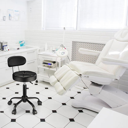 Swivel Rolling Stool with Wheels Height Adjustable Chair Rolling Drafting Chair Spa Stool Chair Backrest Black-1