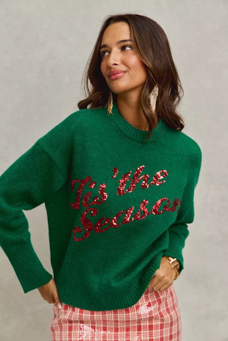 SO ME Sequins Lettering Christmas Holiday Sweater