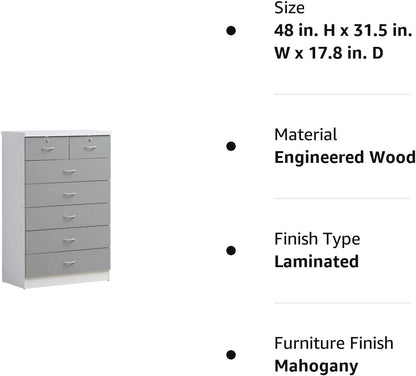 7-Drawer Grey Dresser with Top Locks-1