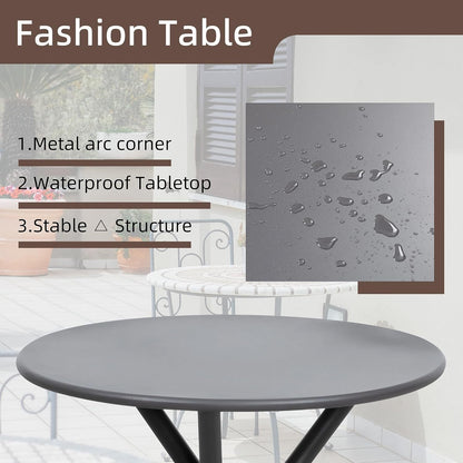 3 Pieces Patio Bistro Sets, Outdoor Textilene Fabric Conversation Bistro Set, Textilene Fabric Front Porch Chairs Small Patio Furniture Set with Table for Lawn,Garden,Balcony (Grey)-4