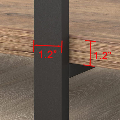 Rustic Oak 6 Tier Tall Bookcase With Metal Frame Display-1