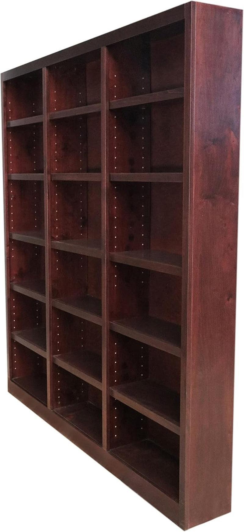 Traditional 84 Inch Tall Triple Wide Oak Bookcase 18 Shelf-3