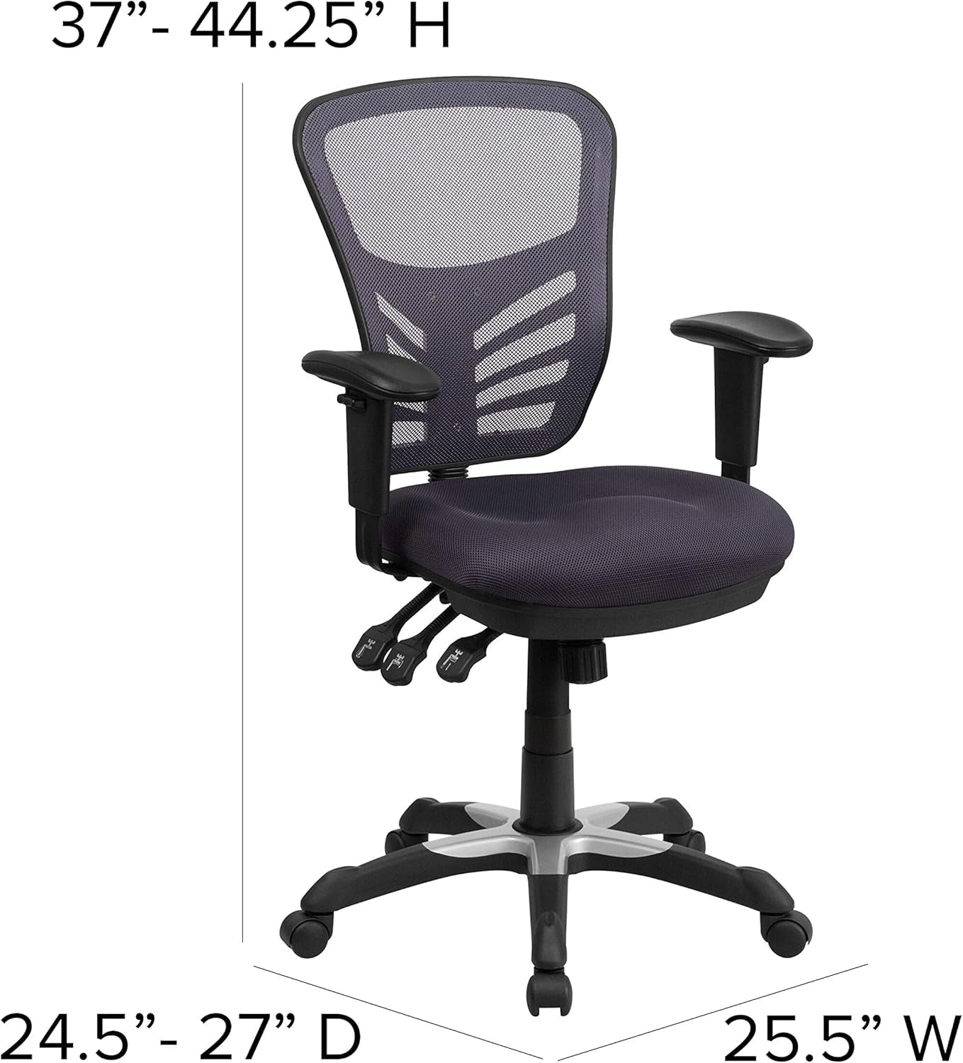 Nicholas Mid-Back Swivel Office and Gaming Chair, Ergonomic Mesh Office Chair with Adjustable Lumbar Support and Height, Dark Gray-2