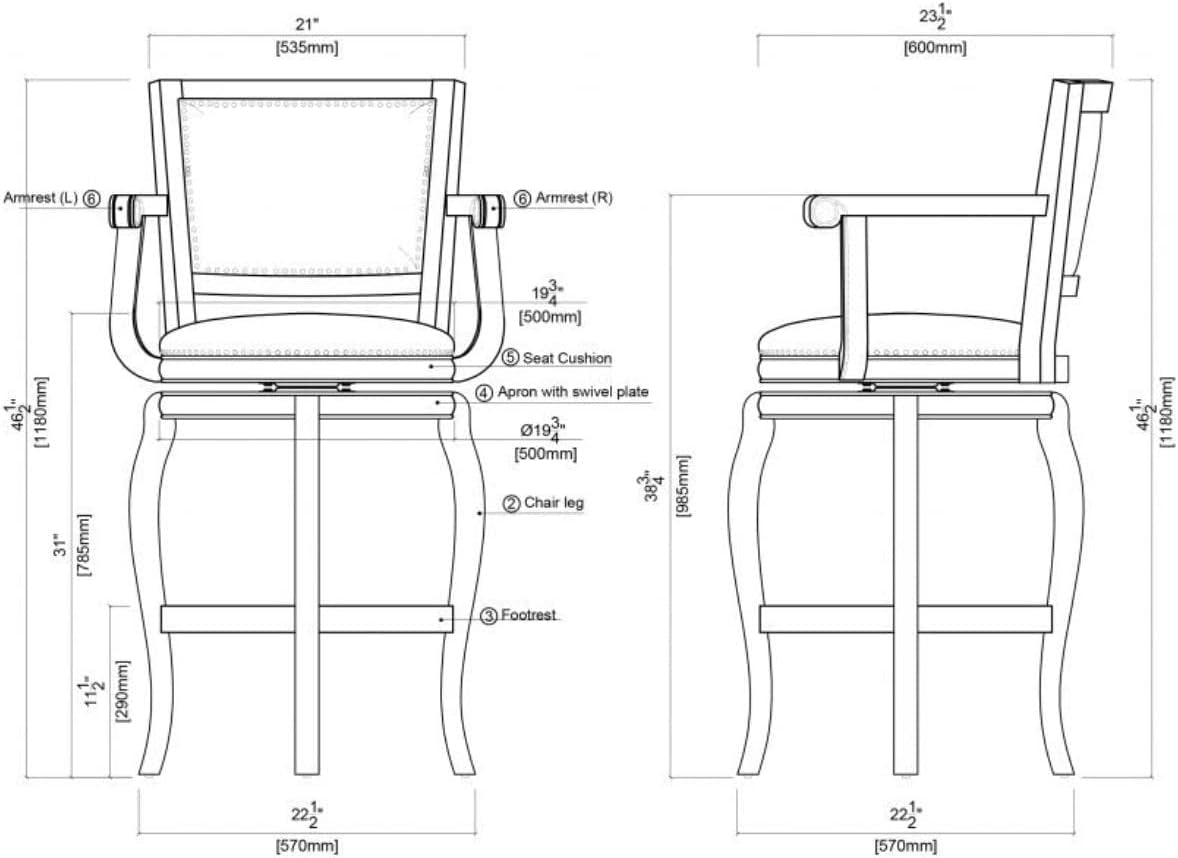 Durable 29-Inch Black Bar Stool With Swivel Seat-2
