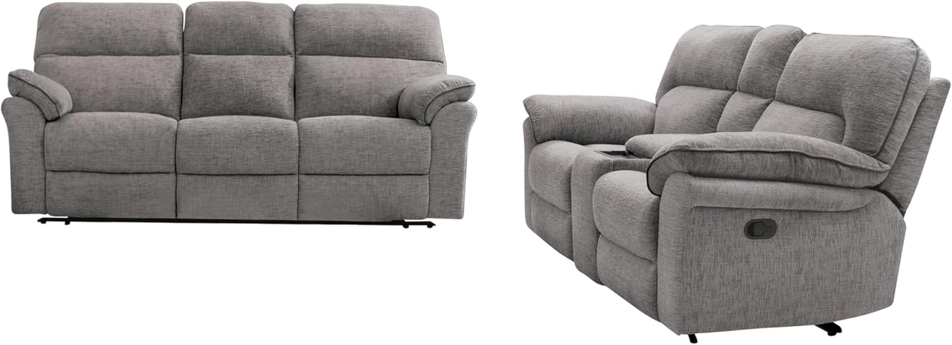 Lerona Fabric 2-Piece Recliner Sofa Set with Pillow Top Arms, Loveseat Console and Cupholders & Wireless Charging for Living Room, Bedroom, Office, Light Gray-0