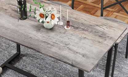 Gray 6 Piece Dining Set Easy Assembly Table Chairs Durable-3