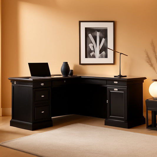 L-Shape Home Office Executive Desk with Large Drawers-0