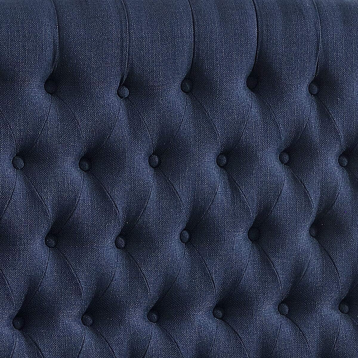 Navy Blue Linen Tufted King Headboard with Comfort-2