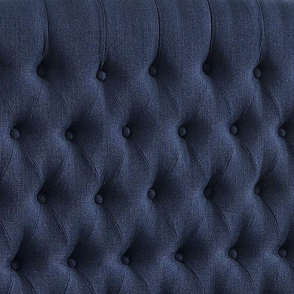 Navy Blue Linen Tufted King Headboard with Comfort-2