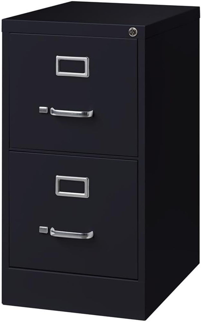 2 Drawers 28.38" Vertical Black Metal Filing Cabinet Lockable Pre-Assembled Stationary Letter Size for Home, Office-0