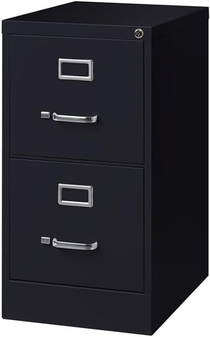 2 Drawers 28.38" Vertical Black Metal Filing Cabinet Lockable Pre-Assembled Stationary Letter Size for Home, Office-0