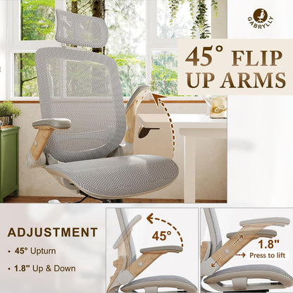 White Mesh Ergonomic Office Chair, Headrest, Tilt, 400LBS-4