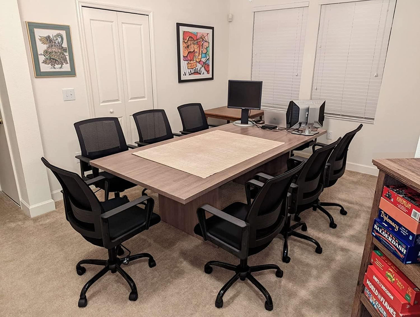 Black Mesh Office Chairs, Lumbar Support, 4-Pack, Wheels-2