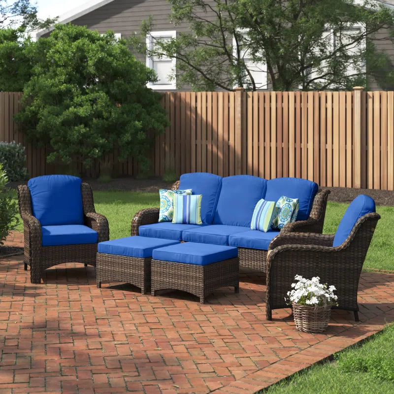 Patio Rattan Seating Group With Cushions Five Piece-3