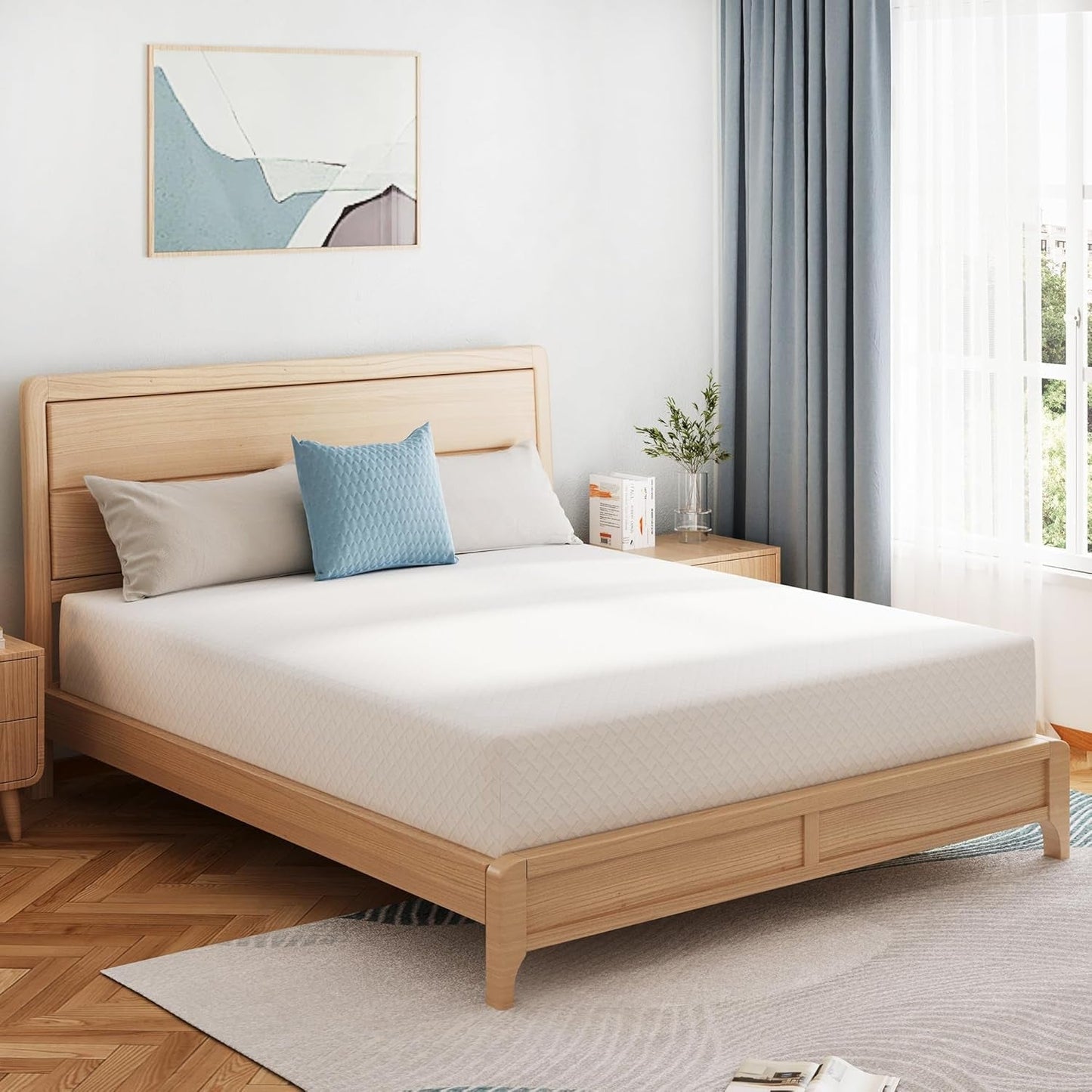 Green Tea Memory Foam Queen Mattress for Comfort-0