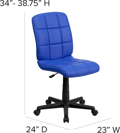 Clayton Mid-Back Blue Quilted Vinyl Swivel Task Office Chair-2