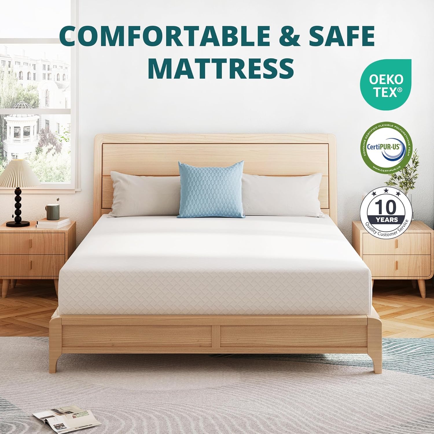 Green Tea Memory Foam Queen Mattress for Comfort-1