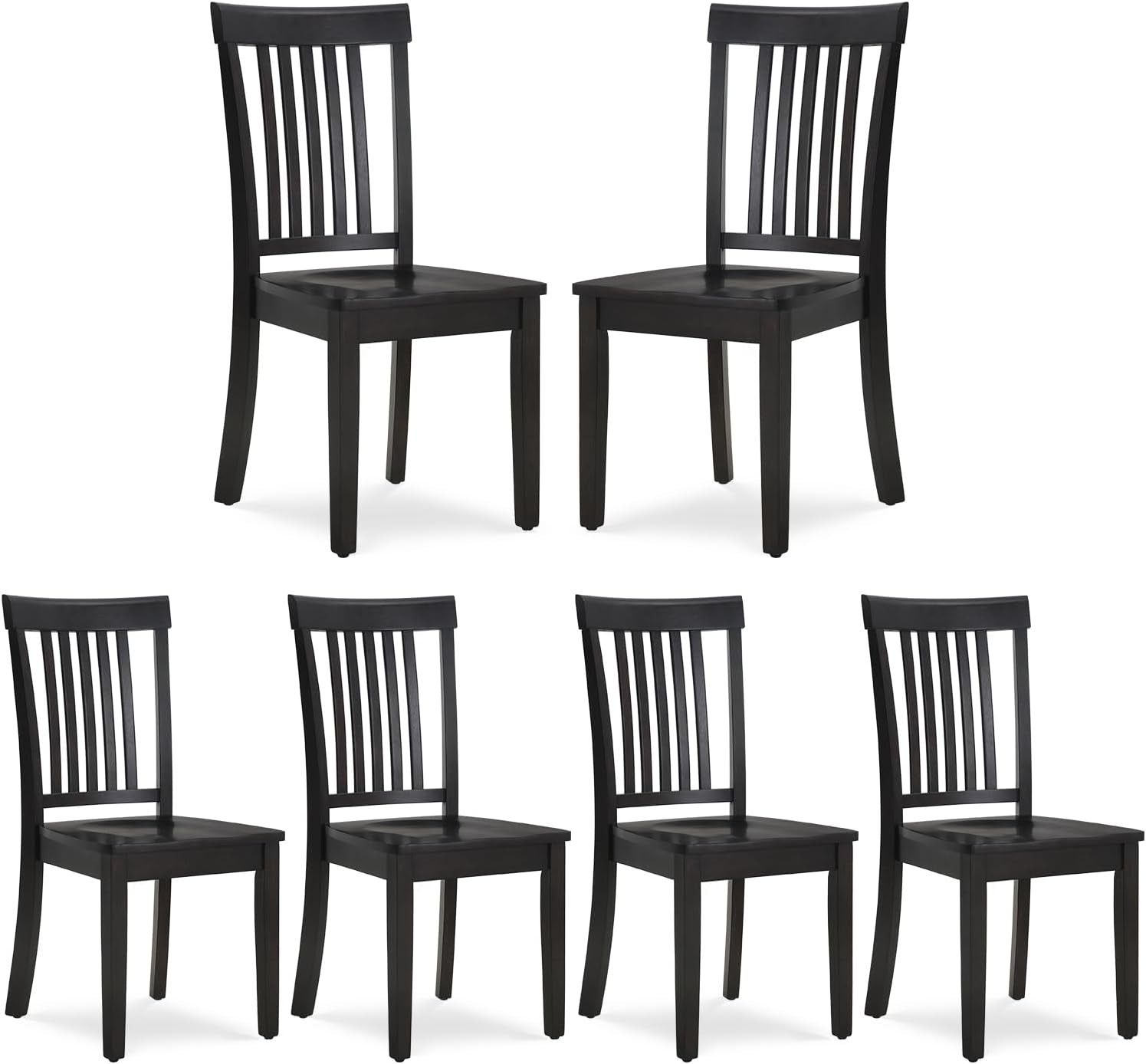 Wooden Dining Chairs Set of 6, Spindle High Back Windsor Kitchen Side Chair, Farmhouse Dining Chairs for Kitchen and Dining Room, Dark Brown-0
