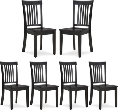 Wooden Dining Chairs Set of 6, Spindle High Back Windsor Kitchen Side Chair, Farmhouse Dining Chairs for Kitchen and Dining Room, Dark Brown-0
