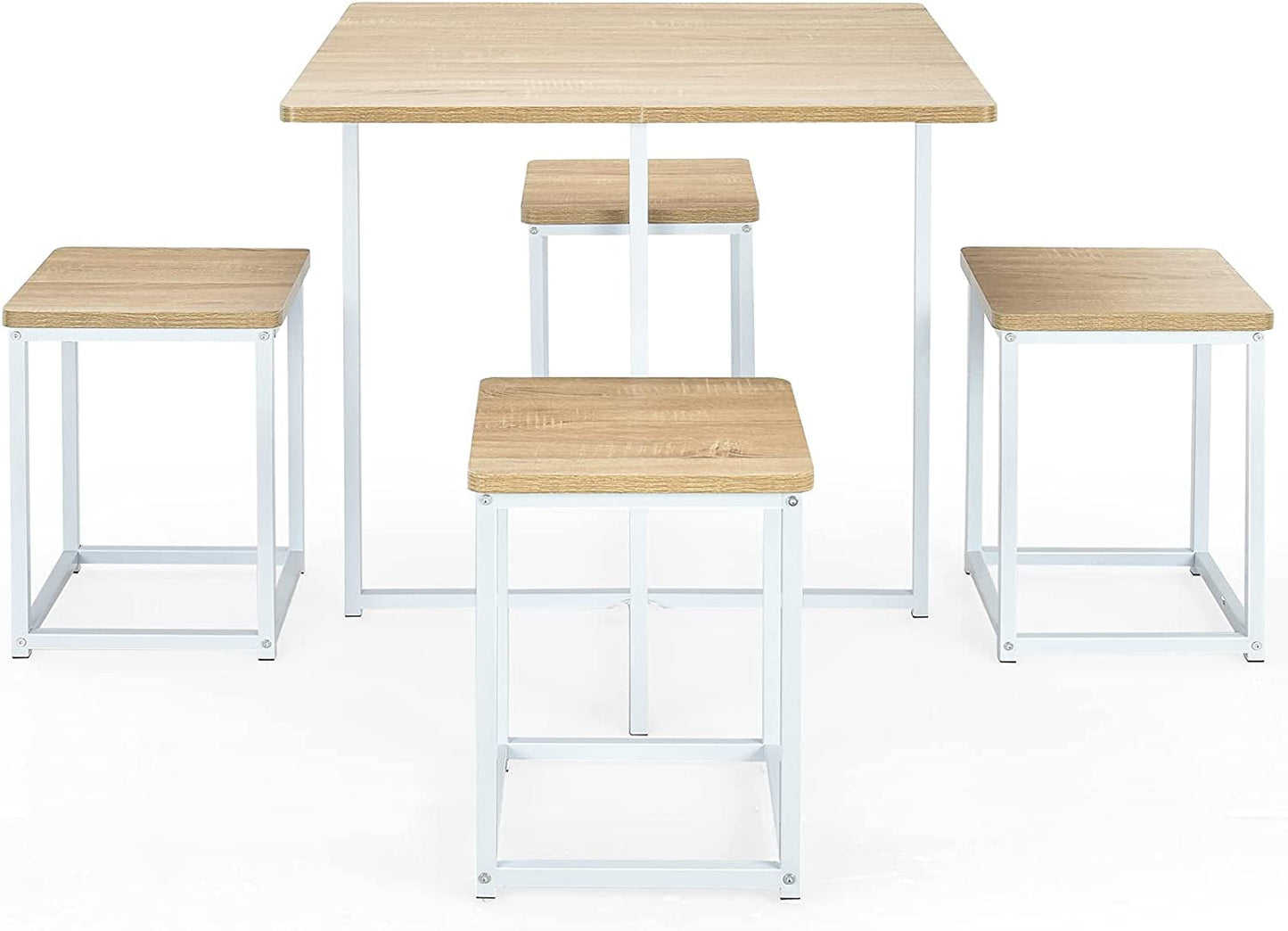 5-Piece Compact Kitchen Table and Chairs Set, Beige/White-1