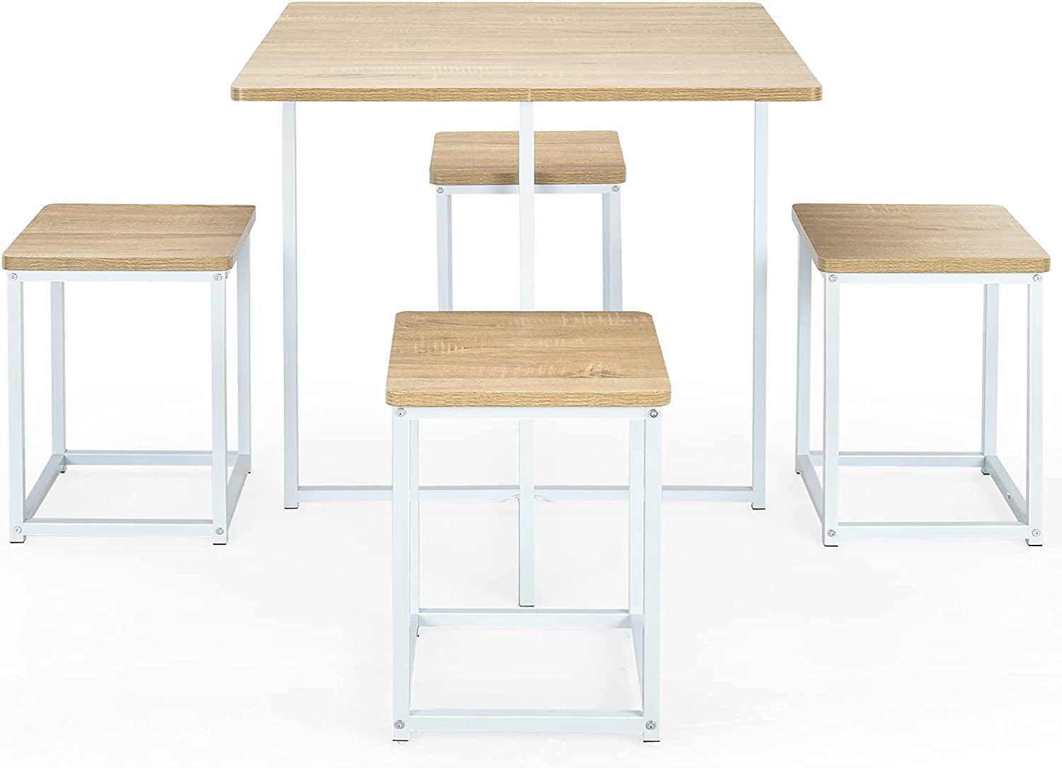 5-Piece Compact Kitchen Table and Chairs Set, Beige/White-1