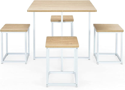 5-Piece Compact Kitchen Table and Chairs Set, Beige/White-1