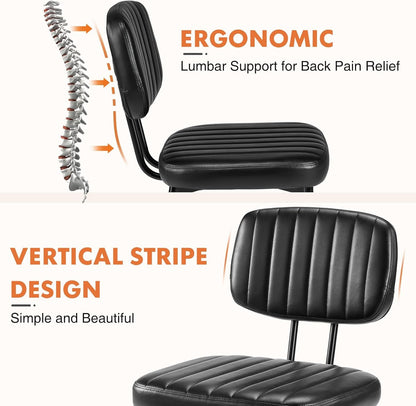 Dining Chairs Set of 4, Upholstered Mid Century Modern Kitchen Dining Room Accent Chairs with Faux Leather Cushion Seat & Metal Legs for Kitchen, Living Room - Black-4