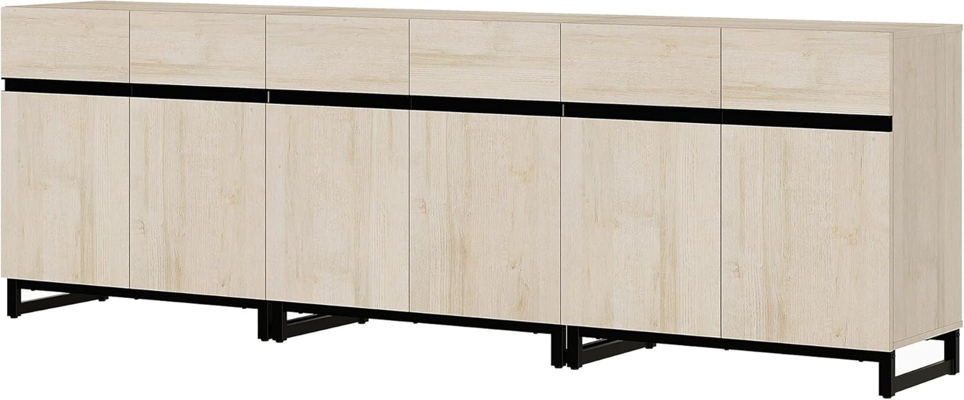 3 in 1 Multifunctional Sideboard Buffet Cabinets, Modern Sideboard with Adjustable Shelf and Metal Base, Coffee Bar Cabinet Storage Cabinet for Living Room,Kitchen,Light Oak-4