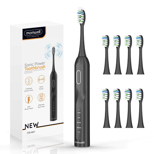 Sonic Electric Toothbrush Sonic Toothbrush with 5X More Effective Cleaning Power Rechargeable Electric Toothbrush with 8 Brush Heads 4 Modes Low Noise Design Electric Toothbrush for Adults