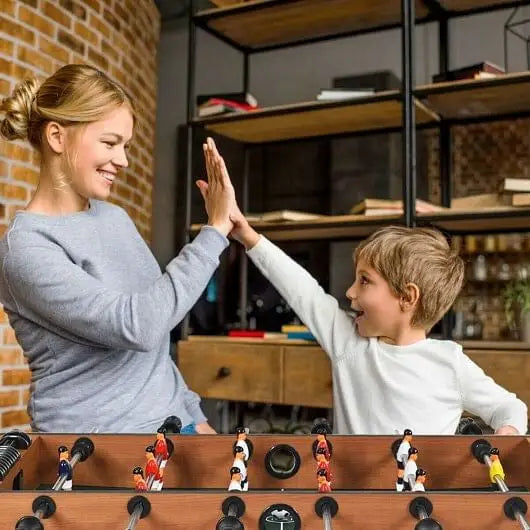 4-in-1 Combo Game Table Set Foosball Table with Billiards and Hockey - Color:Brown - Game Room