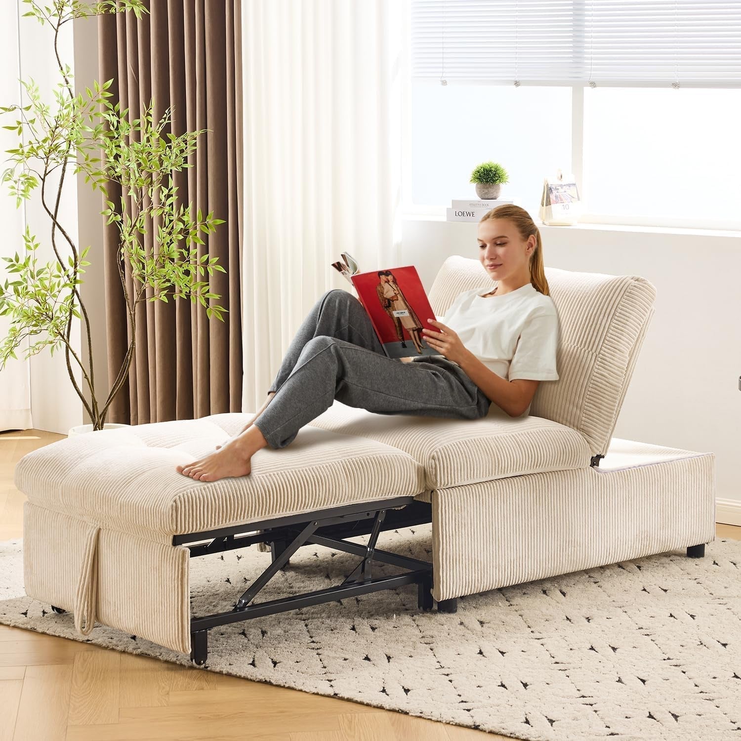 4 In 1 Convertible Sleeper Chair Bed With Pocket-3